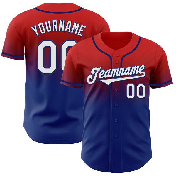 Custom Red White-Royal Authentic Fade Fashion Baseball Jersey