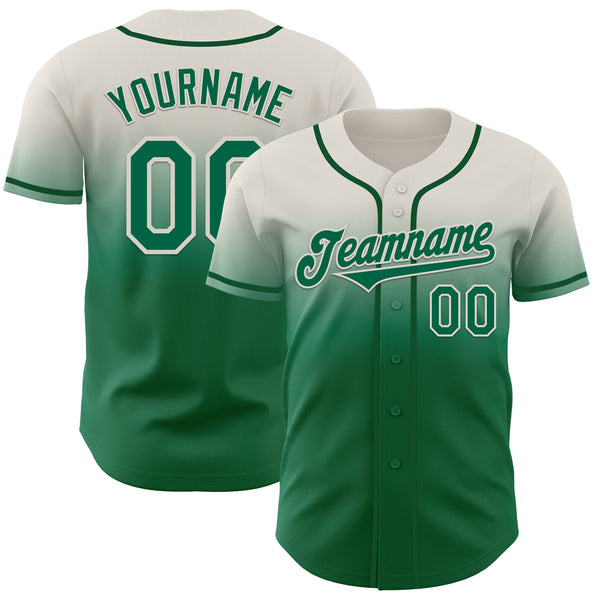 Custom Cream Kelly Green Authentic Fade Fashion Baseball Jersey