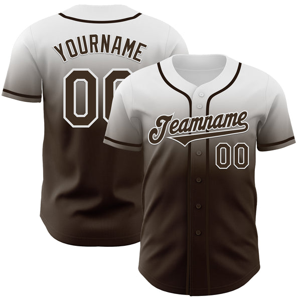 Custom White Brown Authentic Fade Fashion Baseball Jersey