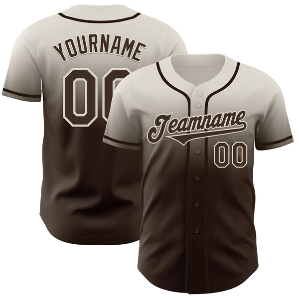 Custom Cream Brown Authentic Fade Fashion Baseball Jersey