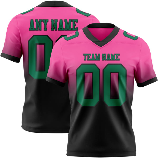 Custom Pink Kelly Green-Black Mesh Authentic Fade Fashion Football Jersey