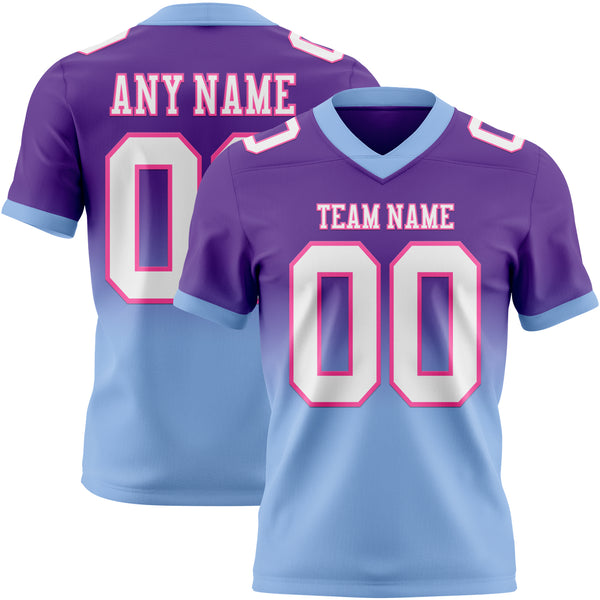 Custom Purple White Light Blue-Pink Mesh Authentic Fade Fashion Football Jersey