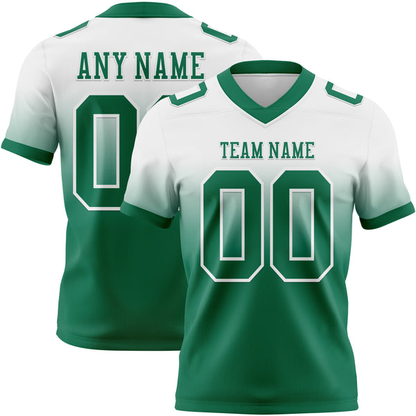 Custom White Kelly Green Mesh Authentic Fade Fashion Football Jersey