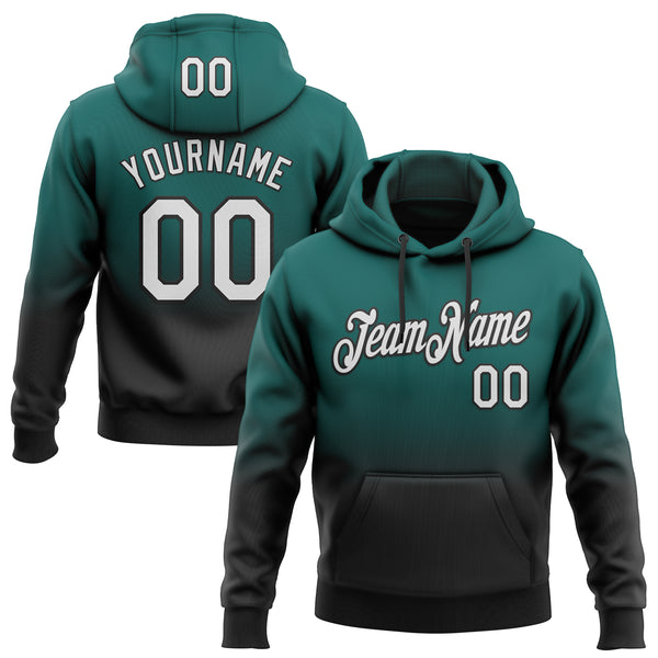 Custom Stitched Midnight Green White-Black Fade Fashion Sports Pullover Sweatshirt Hoodie
