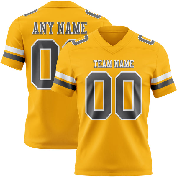 Custom Gold Steel Gray-White Authentic Football Jersey