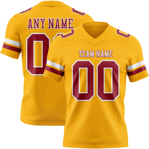 Custom Gold Cardinal-White Authentic Football Jersey