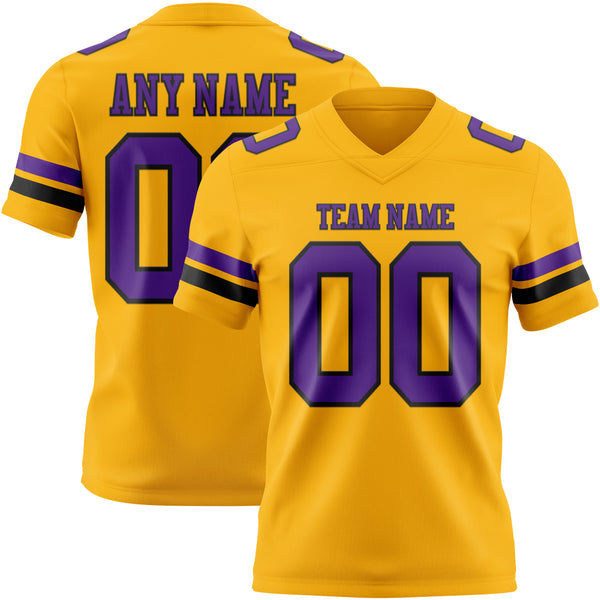 Custom Gold Purple-Black Authentic Football Jersey