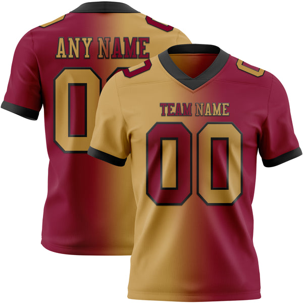 Custom Maroon Old Gold-Black Authentic Gradient Fashion Football Jersey