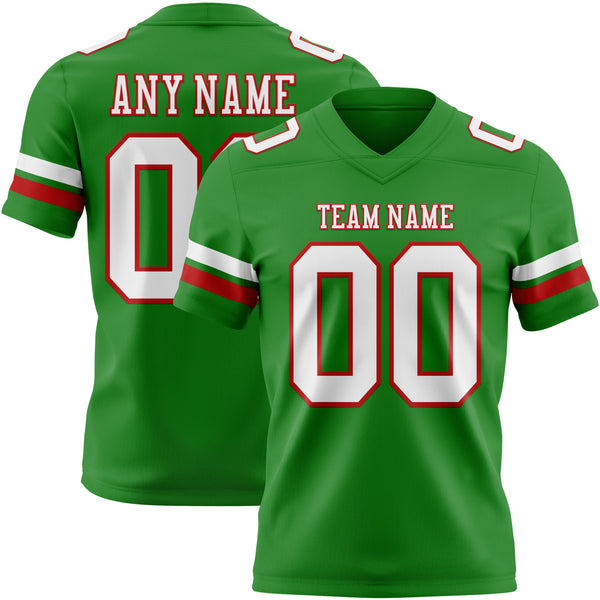 Custom Grass Green White-Red Authentic Football Jersey