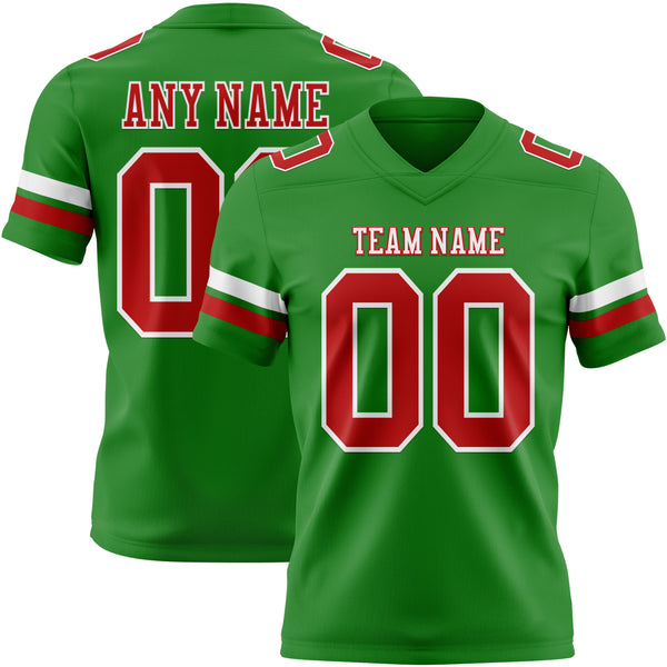 Custom Grass Green Red-White Authentic Football Jersey