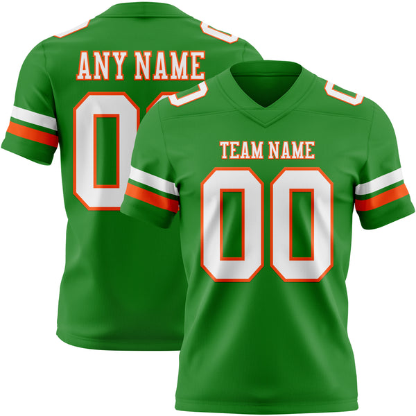 Custom Grass Green White-Orange Authentic Football Jersey