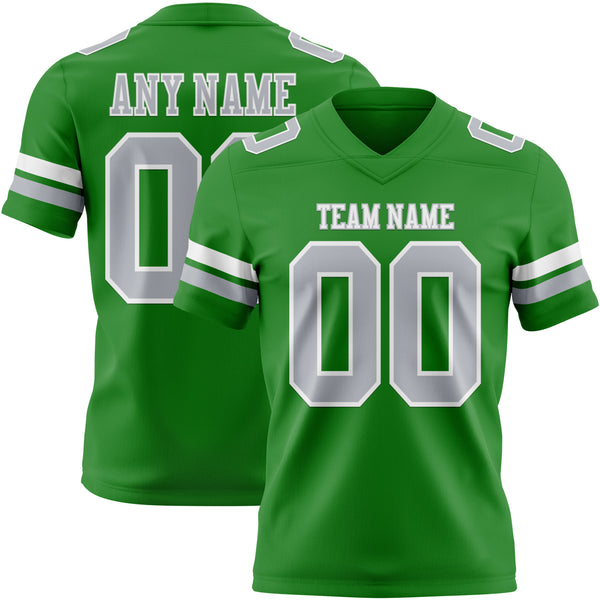 Custom Grass Green Gray-White Authentic Football Jersey