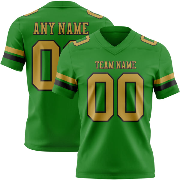 Custom Grass Green Old Gold-Black Authentic Football Jersey