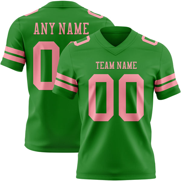Custom Grass Green Medium Pink Authentic Football Jersey