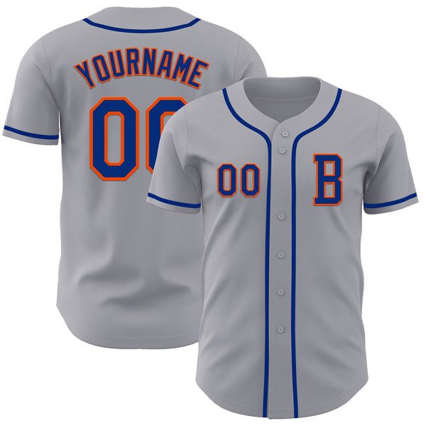 Custom Gray Royal-Orange Authentic Baseball Jersey