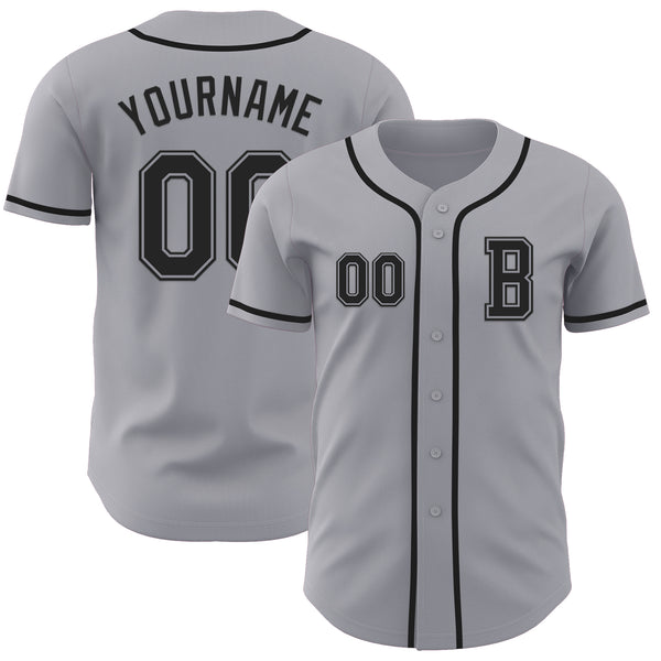 Custom Gray Black Authentic Baseball Jersey