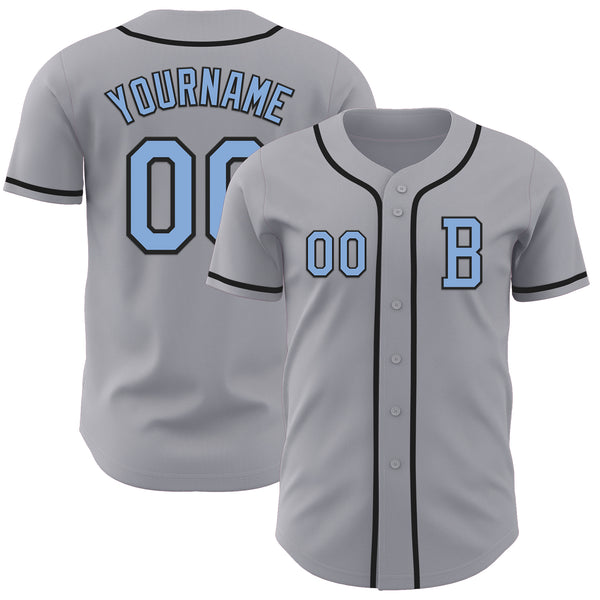 Custom Gray Light Blue-Black Authentic Baseball Jersey