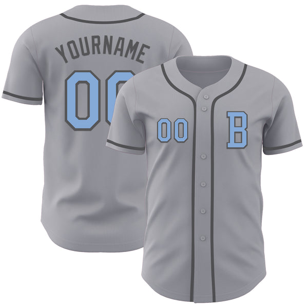 Custom Gray Light Blue-Steel Gray Authentic Baseball Jersey