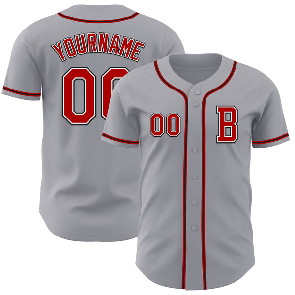 Custom Gray Red-Black Authentic Baseball Jersey
