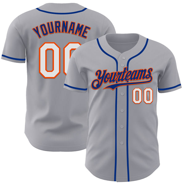 Custom Gray White Orange-Royal Authentic Baseball Jersey
