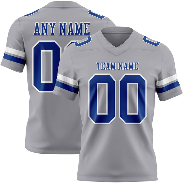 Custom Gray Royal-White Authentic Football Jersey