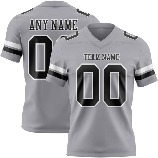 Custom Gray Black-White Authentic Football Jersey