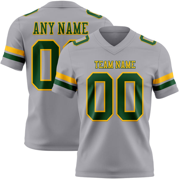 Custom Gray Green-Gold Authentic Football Jersey