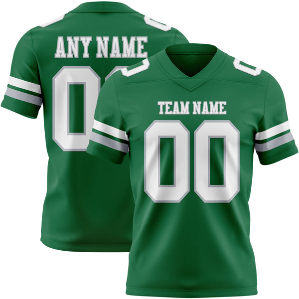 Custom Kelly Green White-Gray Authentic Football Jersey