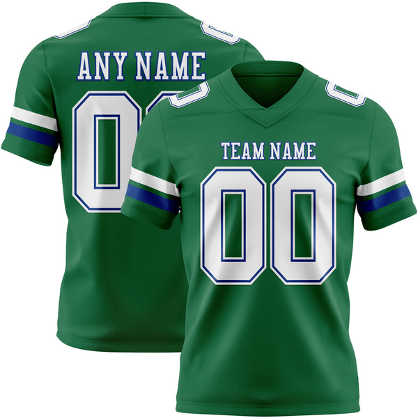 Custom Kelly Green White-Royal Authentic Football Jersey