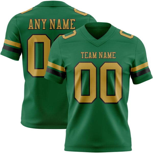 Custom Kelly Green Old Gold-Black Authentic Football Jersey