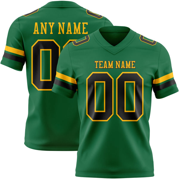 Custom Kelly Green Black-Gold Authentic Football Jersey
