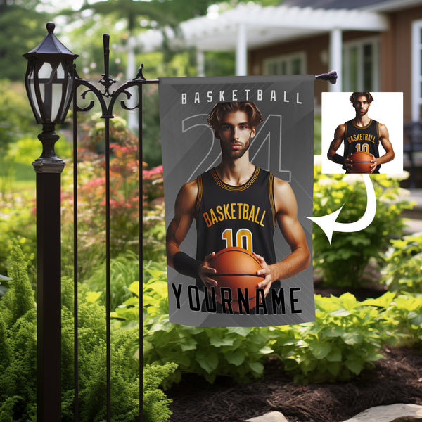 Personalized Basketball Team Name Photo Garden Flag