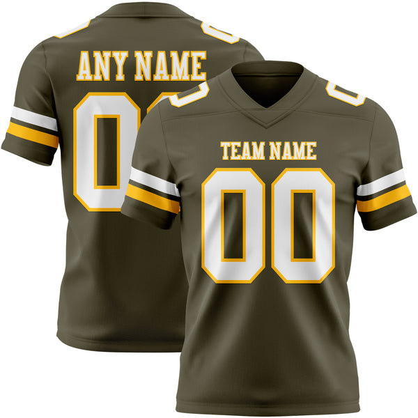 Custom Olive White-Gold Mesh Authentic Salute To Service Football Jersey