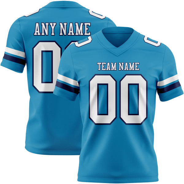 Custom Panther Blue White-Navy Mesh Authentic Football Jersey