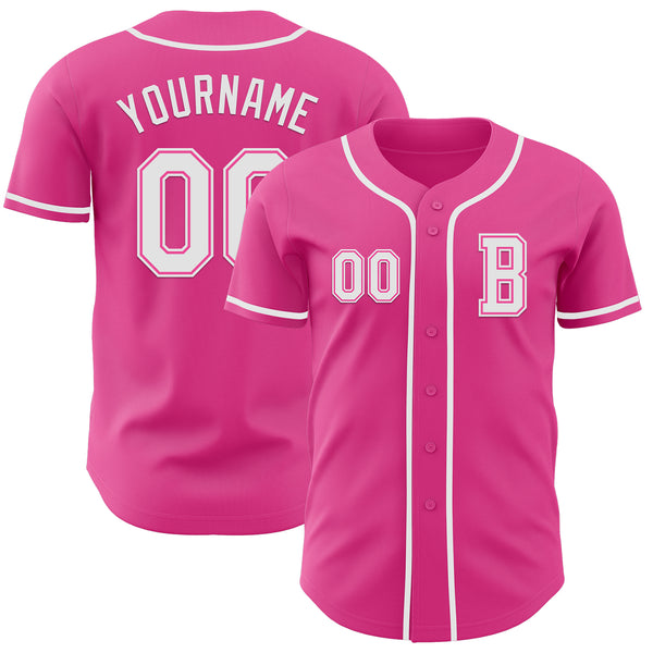 Custom Pink White Authentic Baseball Jersey