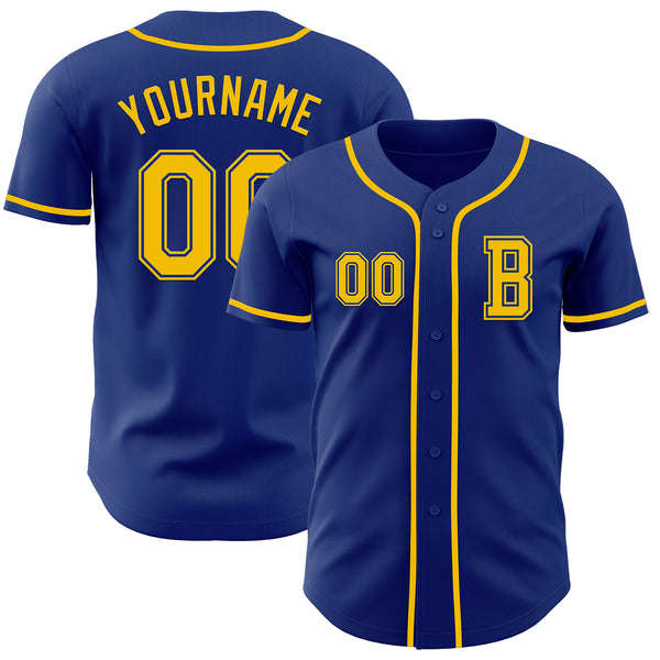 Custom Royal Yellow Authentic Baseball Jersey