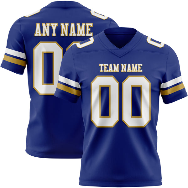 Custom Royal White-Old Gold Authentic Football Jersey