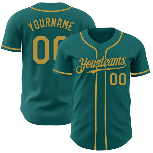 Custom Teal Old Gold Authentic Baseball Jersey