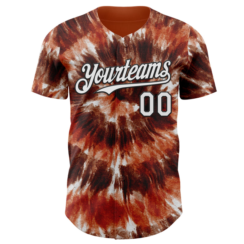 Custom Tie Dye White-Black Shibori Pattern Authentic Baseball Jersey