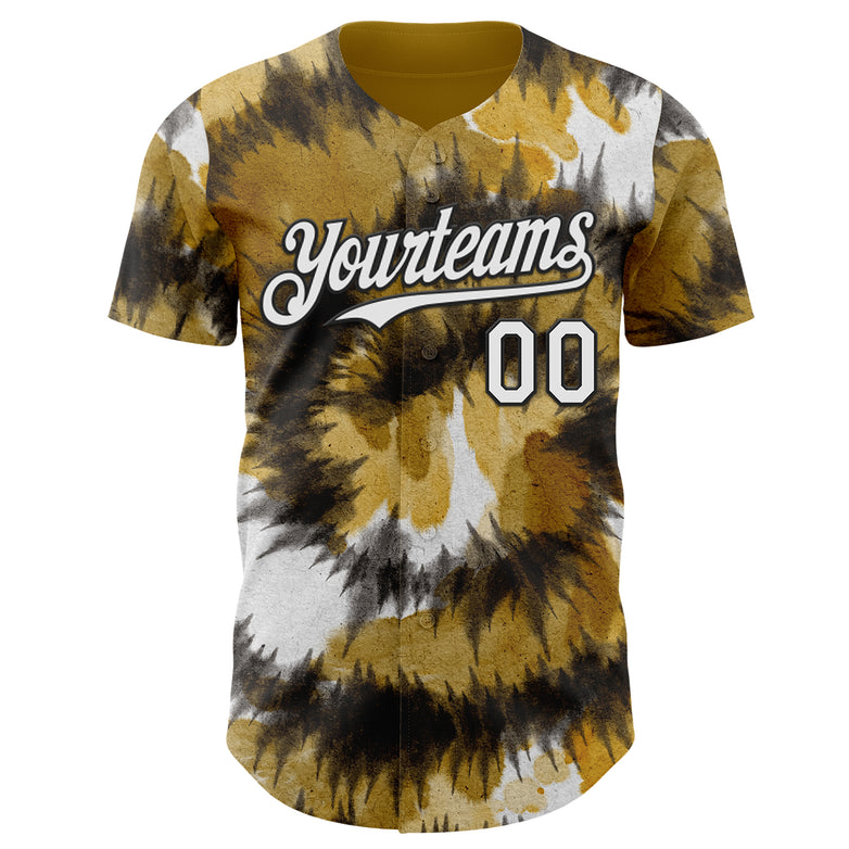 Custom Tie Dye White-Black Shibori Pattern Authentic Baseball Jersey