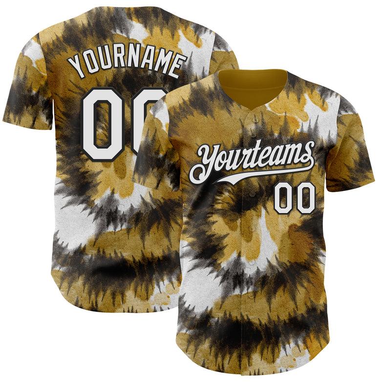 Custom Tie Dye White-Black Shibori Pattern Authentic Baseball Jersey