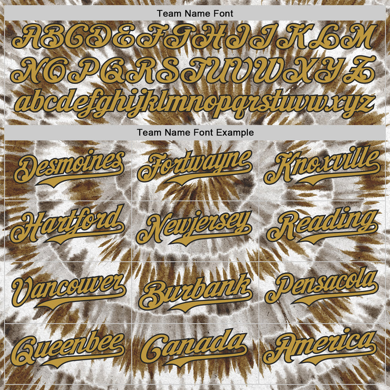 Custom Tie Dye Old Gold-Black Shibori Pattern Authentic Baseball Jersey