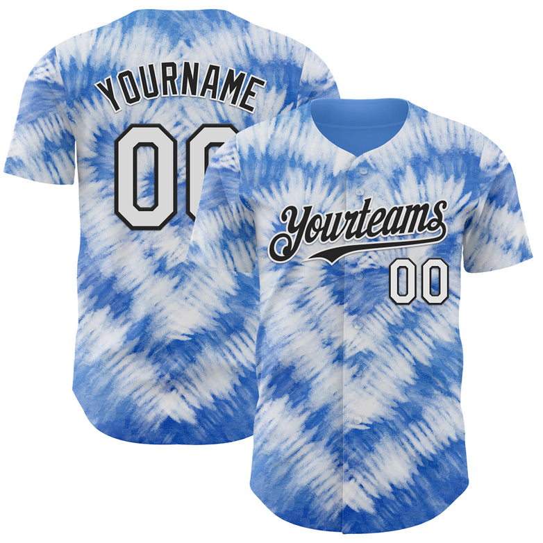 Custom Tie Dye White-Black Shibori Pattern Authentic Baseball Jersey