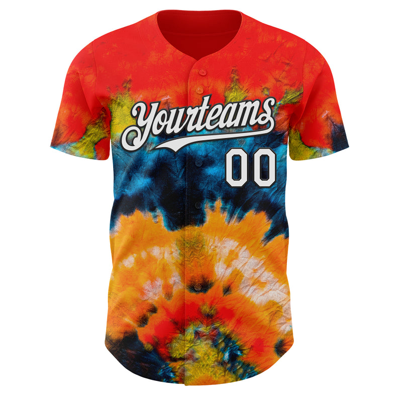 Custom Tie Dye White-Black Shibori Pattern Authentic Baseball Jersey