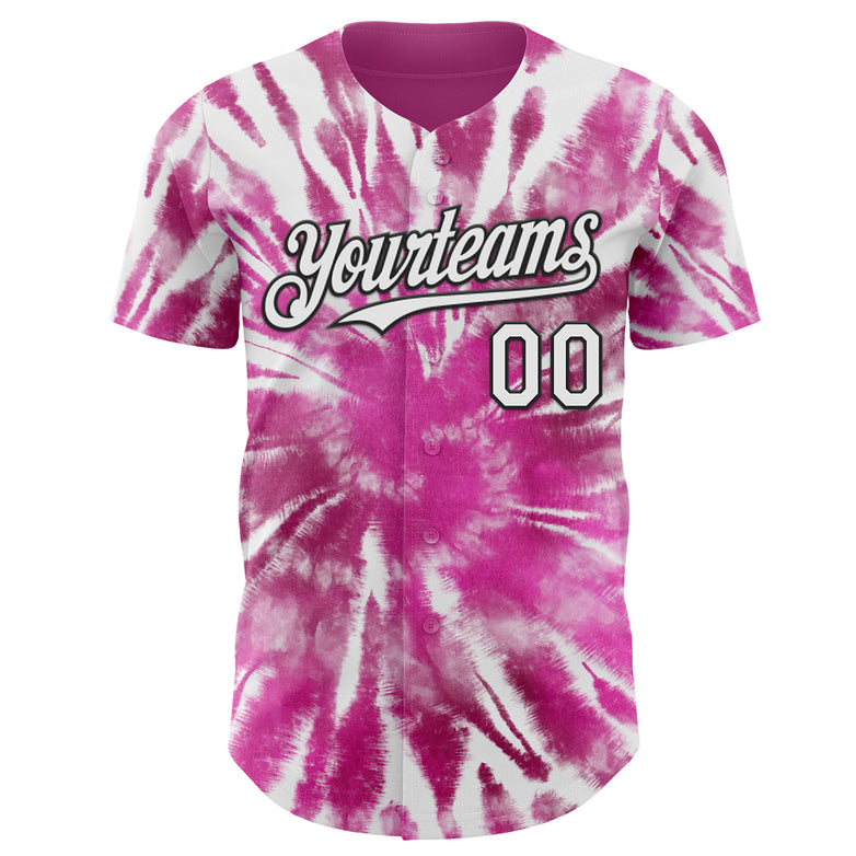 Custom Tie Dye White-Black Shibori Pattern Authentic Baseball Jersey