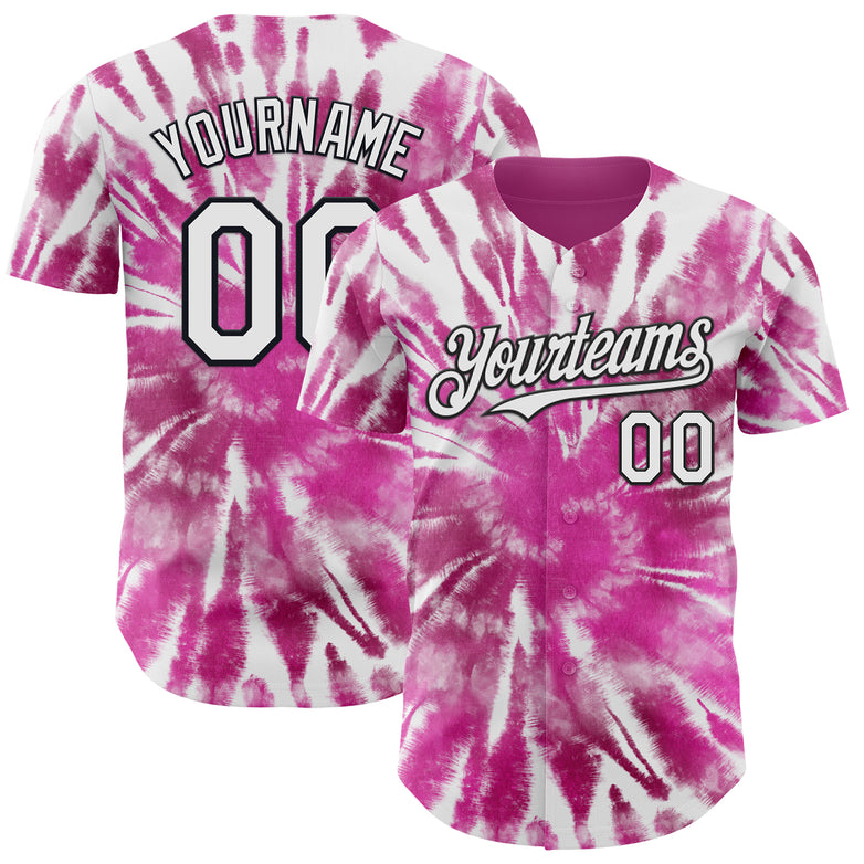 Custom Tie Dye White-Black Shibori Pattern Authentic Baseball Jersey