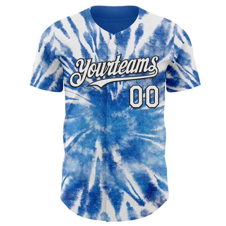 Custom Tie Dye White-Black Shibori Pattern Authentic Baseball Jersey