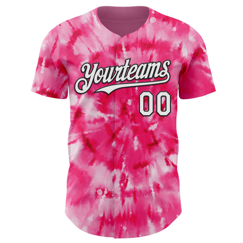 Custom Tie Dye White-Black Shibori Pattern Authentic Baseball Jersey