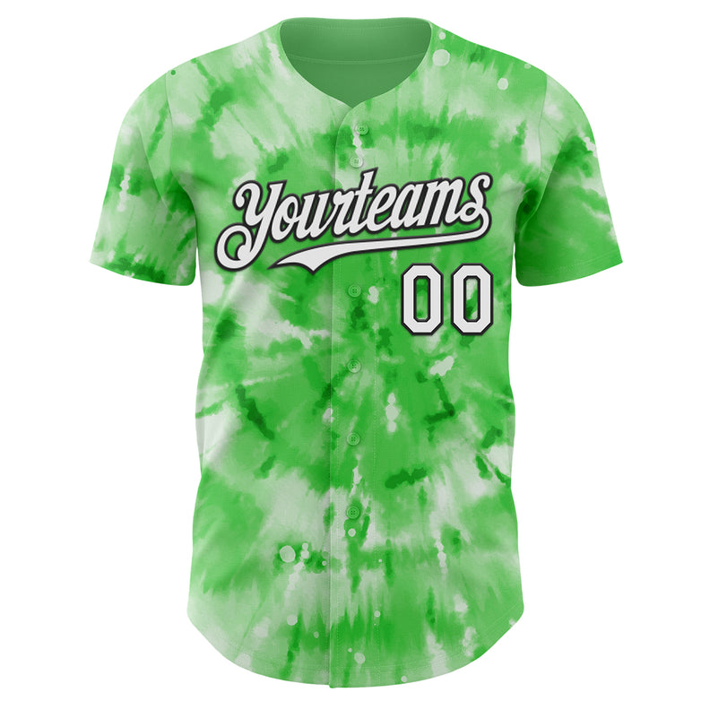 Custom Tie Dye White-Black Shibori Pattern Authentic Baseball Jersey