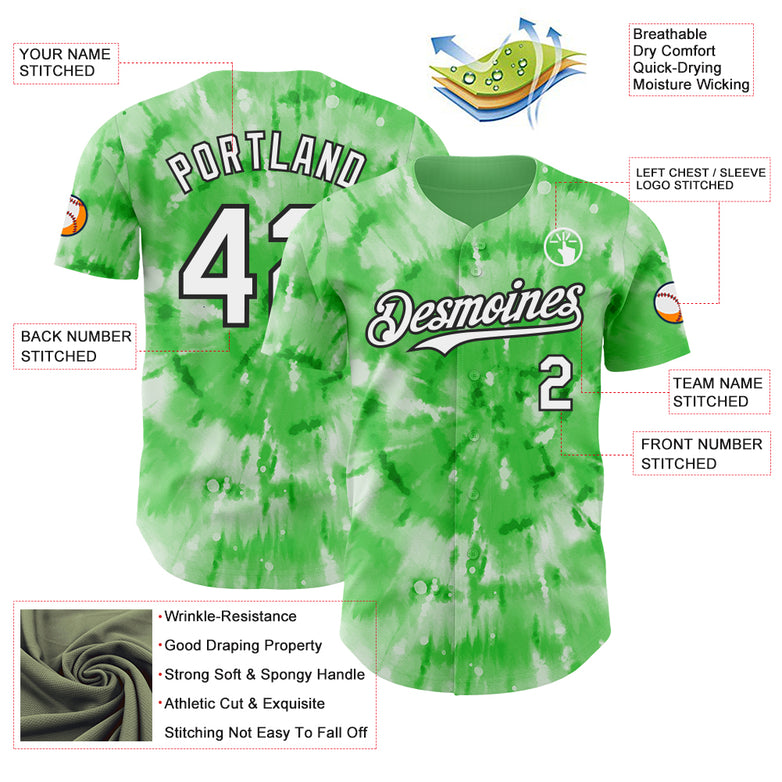 Custom Tie Dye White-Black Shibori Pattern Authentic Baseball Jersey